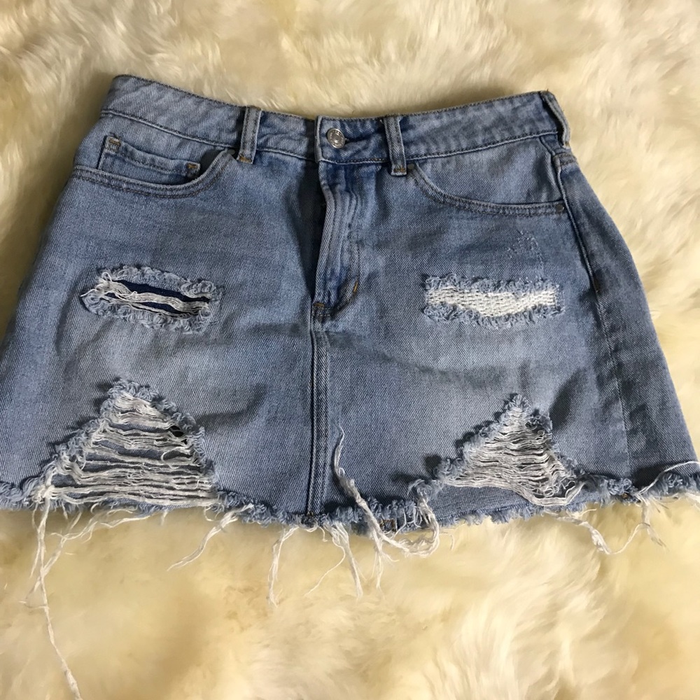 Ripped Jean Mini Skirt